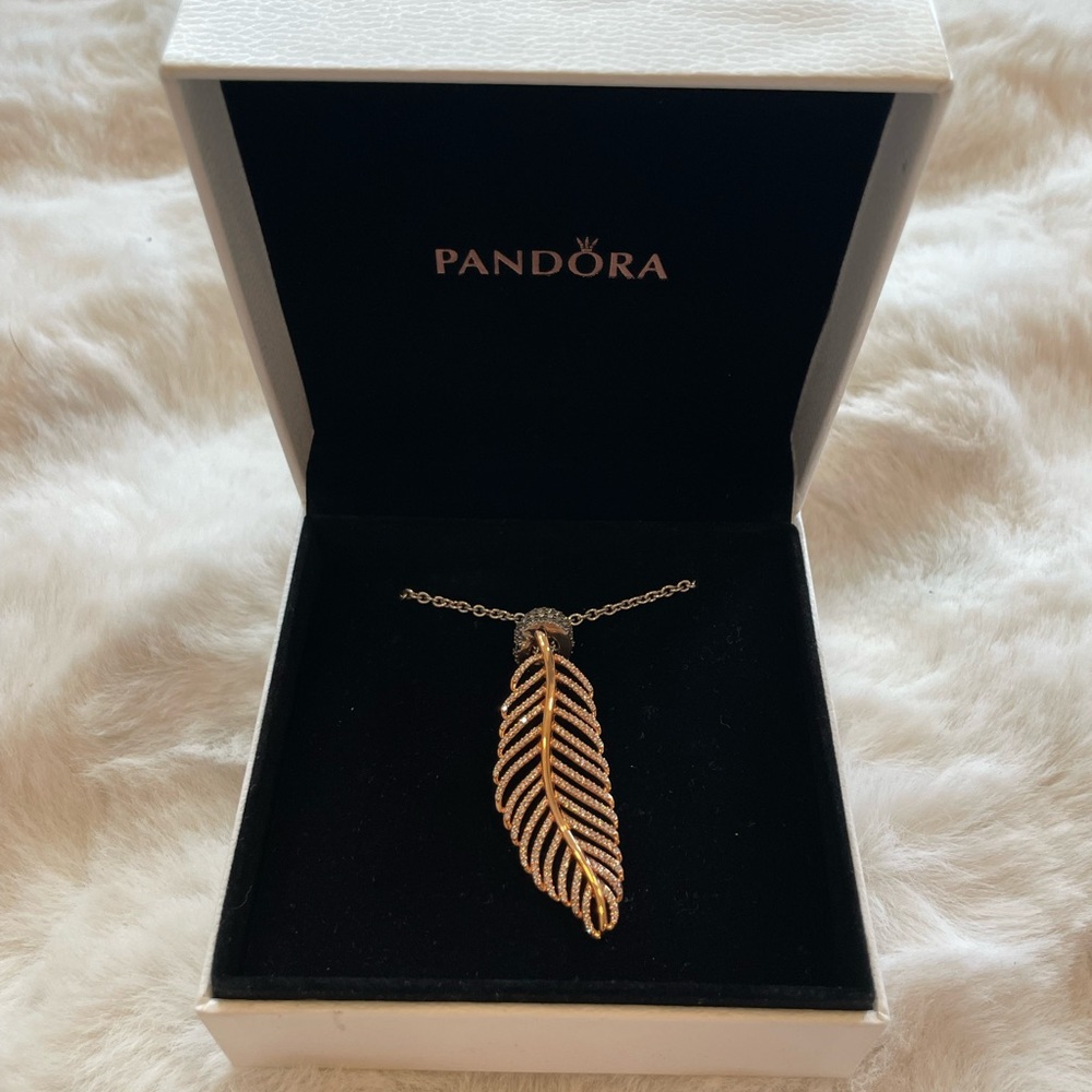 Pandora Rose Gold Leaf Necklace